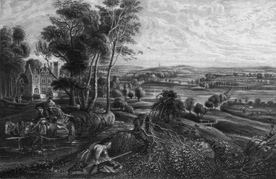 Landscape and Figures (engraving) by Peter Paul (after) Rubens