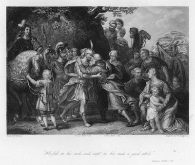 Meeting of Jacob and Joseph, Genesis XLVI, 29 by Peter Paul (after) Rubens