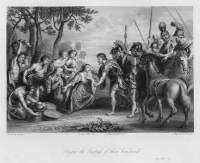 The Meeting of David and Abigail, I Samuel XXV, 28 (engraving) by Peter Paul (after) Rubens