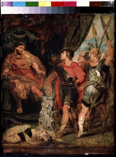 Mucius Scaevola Before Porsenna. Caius Mucius Scaevola, Young Patrician Roman Captured by the Royal Guard of Porsenna by Peter Paul (studio of) Rubens