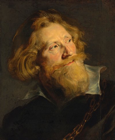 Portrait of a bearded man with a white collar and gold chains by Peter Paul Rubens