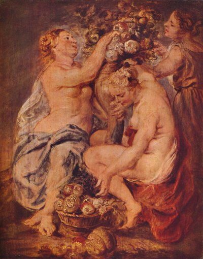Ceres and Two Nymphs with a Cornucopia by Peter Paul Rubens
