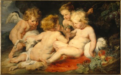 The Little Jesus with the Boy John and Two Angels by Peter Paul Rubens
