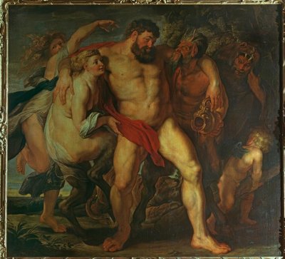 The Drunken Hercules, Led by a Nymph and a Satyr by Peter Paul Rubens
