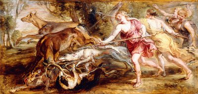 Diana and Her Nymphs Hunting (a modello) by Peter Paul Rubens