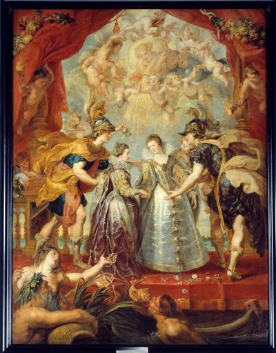 Exchange of the two princesses of France and Spain on the Bidassoa river in Hendaye, 9/11/1615 by Peter Paul Rubens