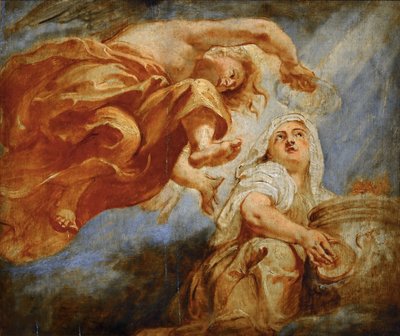 Genius Crowning Religion. Sketch for the Apotheosis of King James I by Peter Paul Rubens