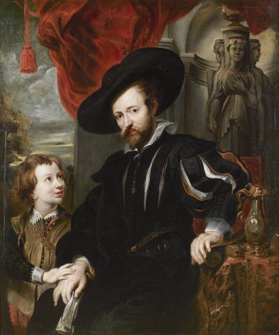 Portrait of Peter Paul Rubens with his son Albert, Mid of 17th century by Peter Paul, Rubens