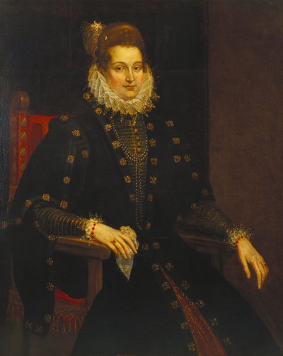 Portrait of a lady seated three-quarter length in a black dress with a ruff by Peter Paul Rubens