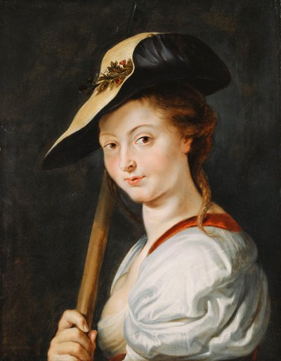 Portrait of a Young Woman, Stated to be Suzanna Fourment, Bust Length, as a Shepherdess by Peter Paul Rubens