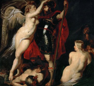 The Hero of Virtue Mars, is garlanded by the Goddess of Victory by Peter Paul Rubens