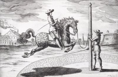 A Horse en Capriole from New Treatise for Breeding Horses, engraved by the artist by Peter Paul Troschel