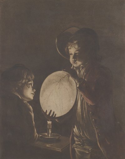 Two Boys Blowing a Bladder by Candle-light by Peter Perez Burdett
