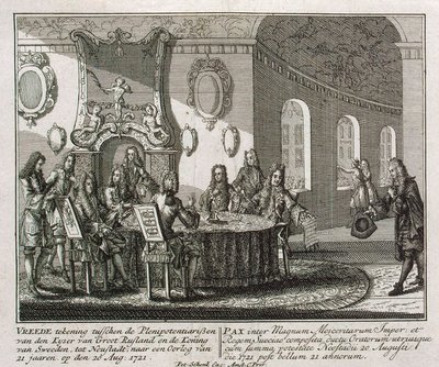 Conclusion of the Peace Treaty of Nystad on 20th August 1721 by Peter Schenk the Younger