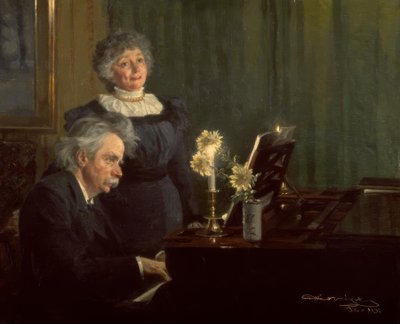 Edvard Grieg Accompanies His Wife on the Piano by Peder Severin Krøyer