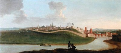 View of Chester, with Two Figures by the River in the Foreground by Peter Tillemans