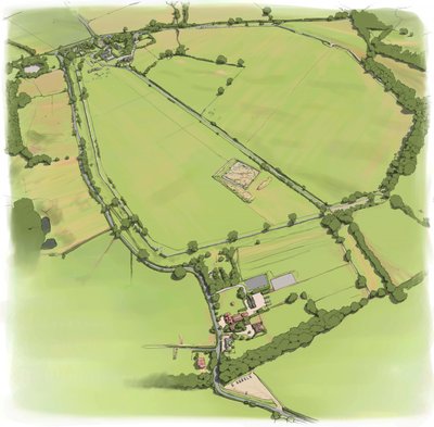 Aerial view of Silchester Roman City Walls from the North West by Peter Urmston