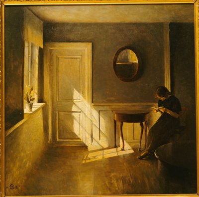 A Girl Reading in an Interior by Peter Vilhelm Ilsted
