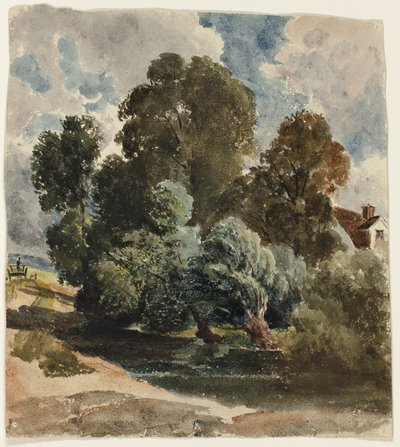 Grove of Trees (recto), Sketch of Aderley Church (verso) by Peter de Wint
