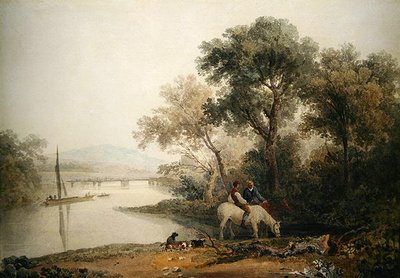 Rustics Watering Their Horses at a River