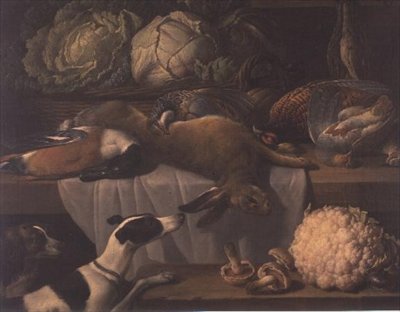 Dead Game and Vegetables in a Larder by Peter van Boeckel