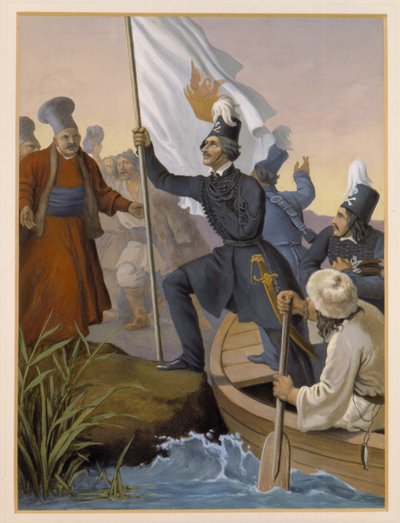 Alexandros Ypsilantis crossing the Prouthos river by Peter von Hess