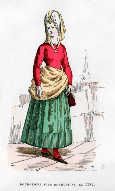 Bourgeoise in Costume of the Time of Charles VI of France by Petit