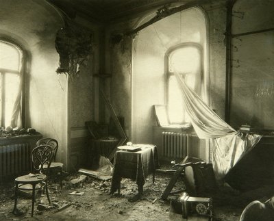 Russian Revolution of 1917: Interior of Chudov Monastery in the Kremlin of Moscow after the Bombardment of November 1917. Photograph by Pyotr Petrovich Pavlov (1860-1925) by Petr Petrovich Pavlov