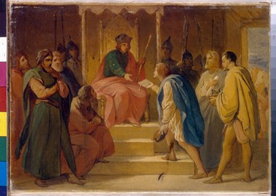 Grand Prince Andrei Bogolyubsky Receives the Craftsmen Sent by Emperor Frederick I Barbarossa by Petr Vasilievich Basin