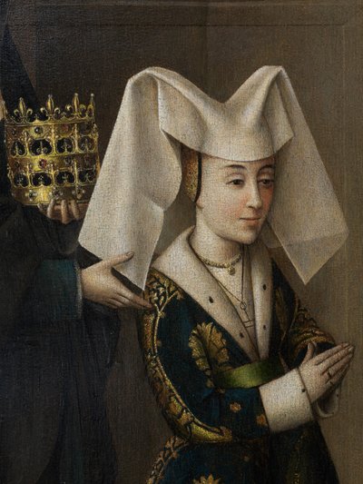 (detail) Isabella of Portugal and St. Elizabeth, c.1457-60 by Petrus Christus