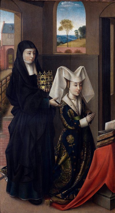Isabel of Portugal with Saint Elizabeth by Petrus Christus