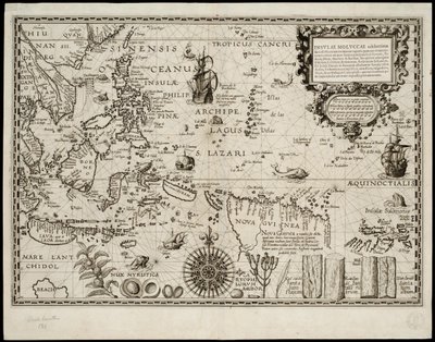 Moluccas Islands, famous for their abundance of spices distributed worldwide by Petrus Plancius
