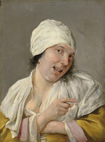 Sight: A Young Woman Pointing (from the series Personifications of the Five Senses) by Petrus Staverenus