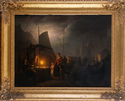 A Market Square at Night, Brussels, 1870 by Petrus van Schendel