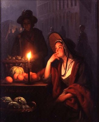Market Stall at Night by Petrus van Schendel