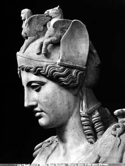 Detail of the Face of Athena Farnese, Roman Imperial Copy of a Bronze Statue from the School of Phidias by Phidias (school of) (after)
