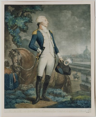 Portrait of the Marquis de La Fayette, Commander of the National Guard by Philibert Louis Debucourt