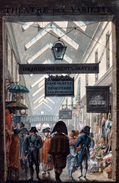 The Shopping Arcade des Panoramas in Paris by Philibert Louis Debucourt