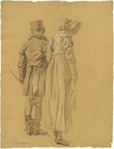 A Fashionable Couple Seen from Behind by Philibert d
