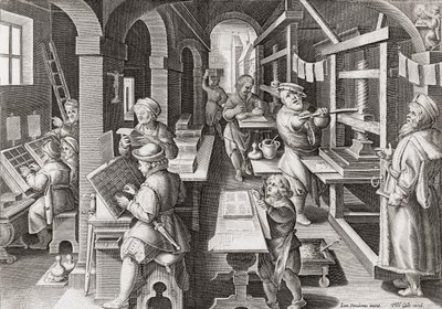 A European printshop circa 1590 by Philip (after) Galle