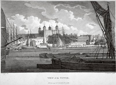 View of the Tower of London with boats on the River Thames, c1790 by Philip Audinet