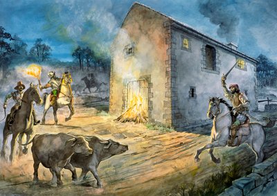 Reivers Raiding Birdoswald by Philip Corke