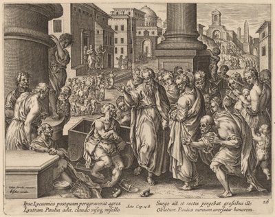 Saint Paul Heals the Lame Man at Lystra by Philip Galle after Jan van der Straet