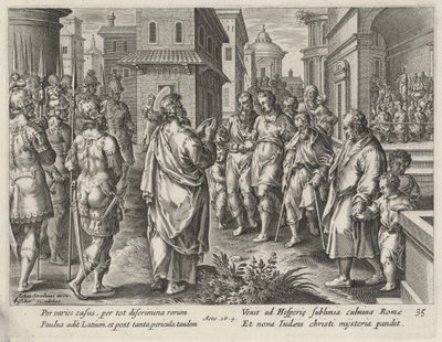 Saint Paul Preaching in Rome by Philip Galle after Jan van der Straet