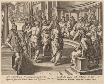Saint Paul before the High Priest by Philip Galle after Jan van der Straet