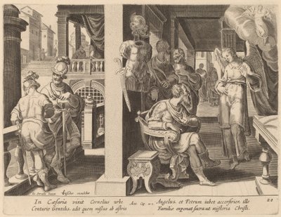 The Angel Commands Cornelius to Fetch Saint Peter by Philip Galle after Jan van der Straet