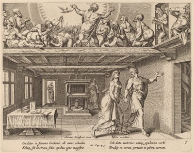 And They were All Filled with the Holy Ghost by Philip Galle after Maerten van Heemskerck