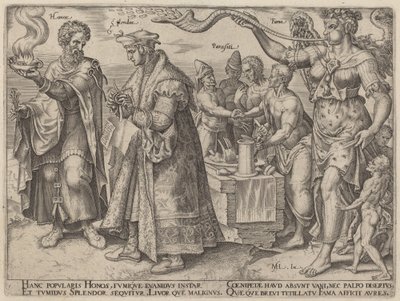 Honor, Splendor, Parasites, Fame (The Deceptive Effects of Wealth) by Philip Galle, after Maerten van Heemskerck