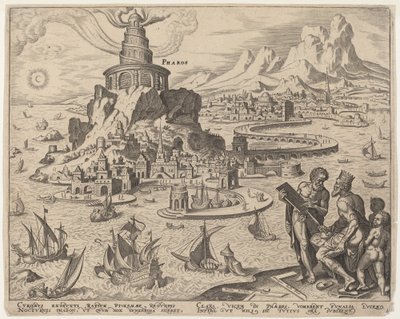 Pharos (The Lighthouse at Alexandria) by Philip Galle, after Maerten van Heemskerck