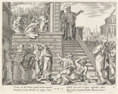 Saint Peter Speaks to the People about Christ by Philip Galle after Maerten van Heemskerck
